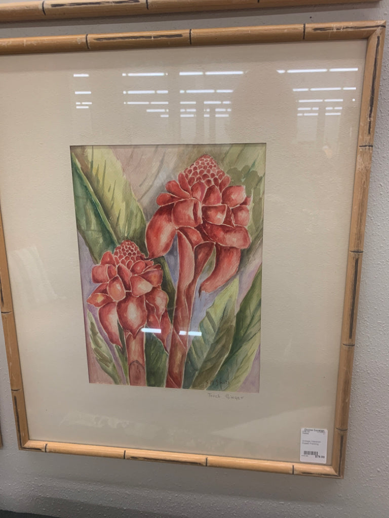 Vintage Hawaiian Flower Painting